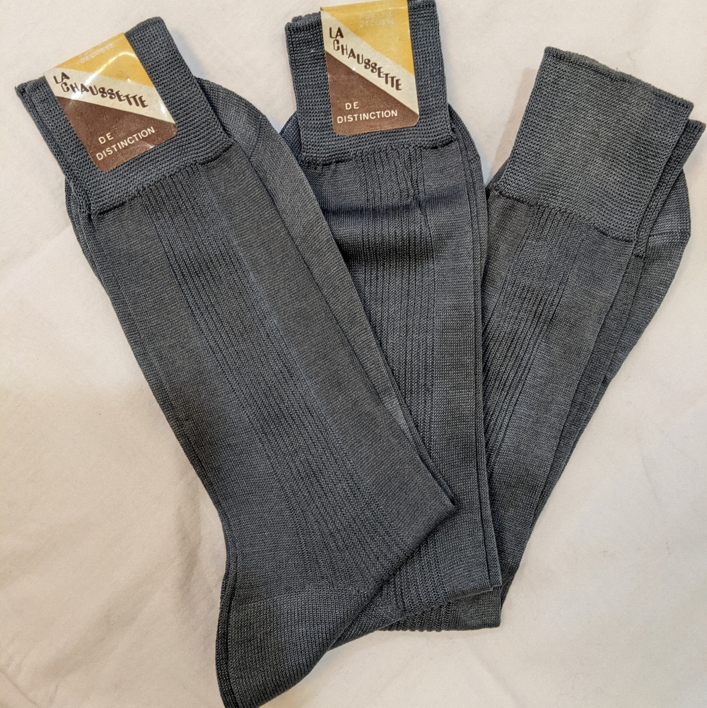 3 Pairs Of Vintage Dark Gray Men's Dress Socks